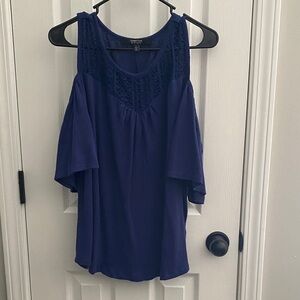 Navy Cold Shoulder Blouse